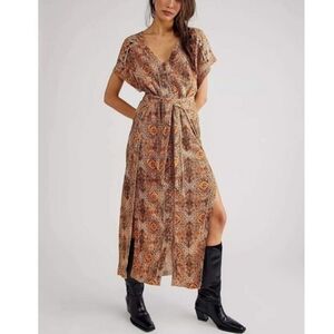 Free People Farrah Boho Print Embellished Maxi Dress